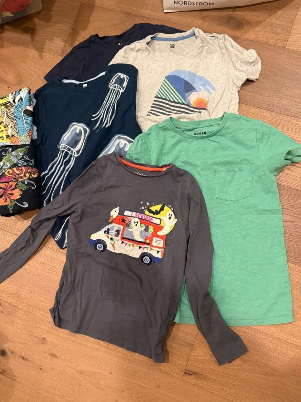 Boys T-Shirt Bundle of 7: Mini Boden, Tea Collection, Crazy Shirts & Quiksilver